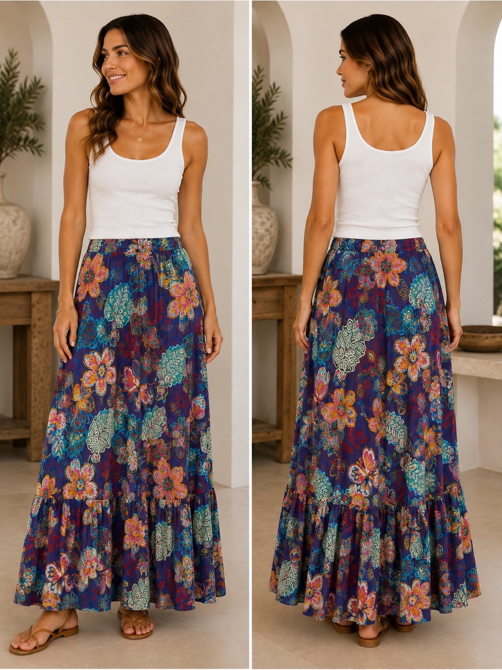 antoine & lili confectionne en France 100% Cotton Lined Maxi Skirt NEW Paris